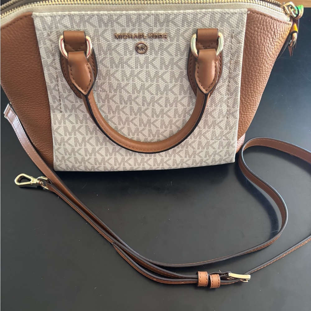 Michael Kors Tan and Cream Crossbody Bag